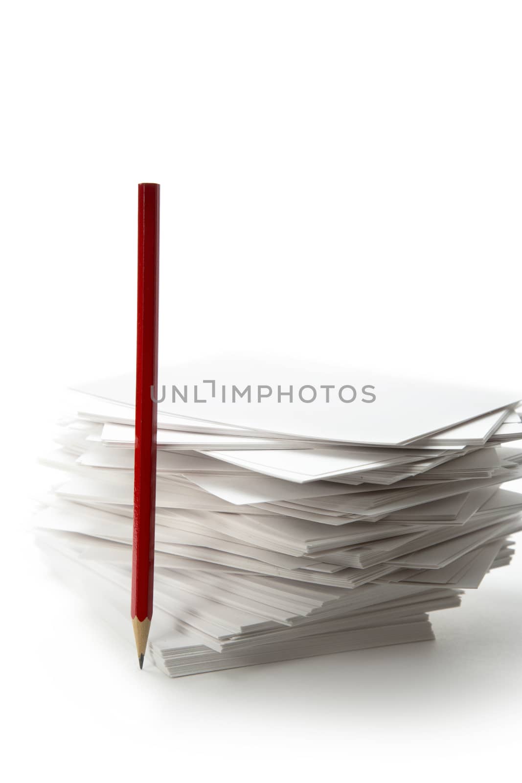 Stack of paper cards and pencil by Garsya