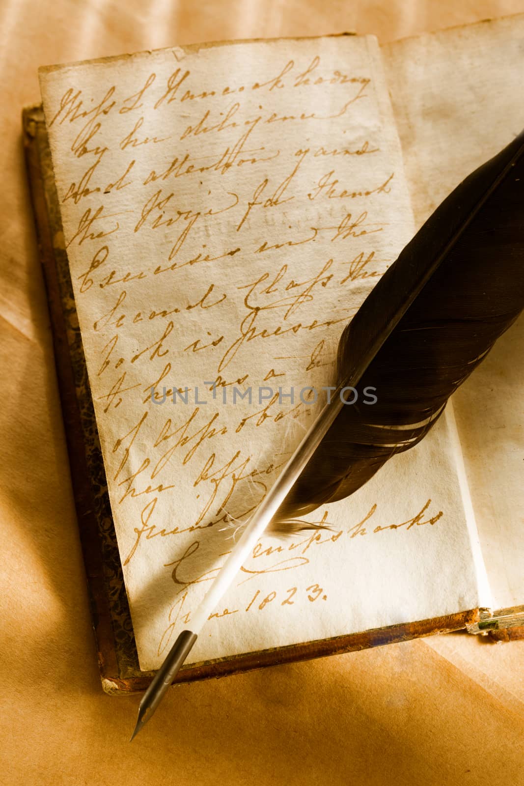 Old book with feather pen by Garsya