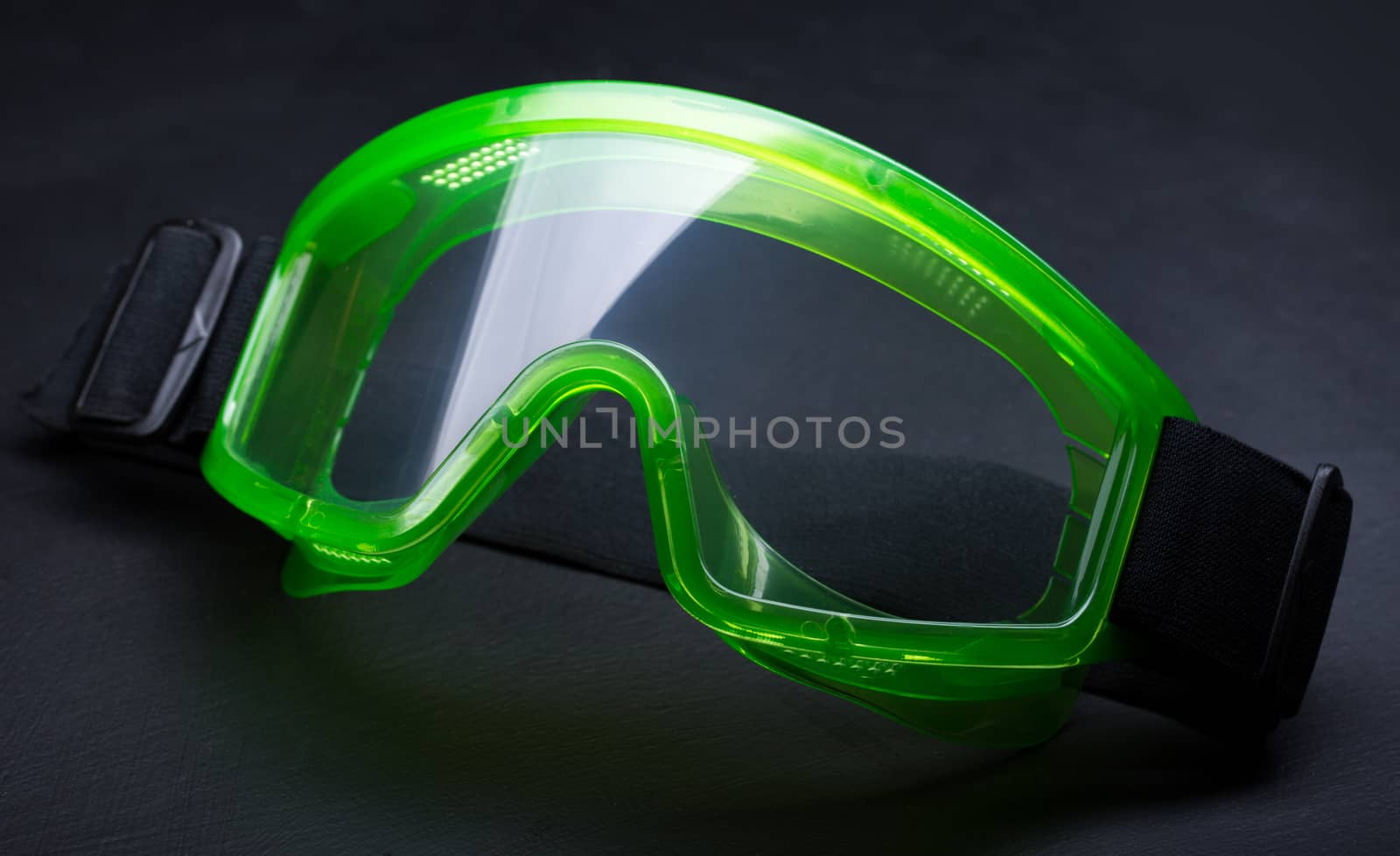 Green safety eye shields with strap by Garsya