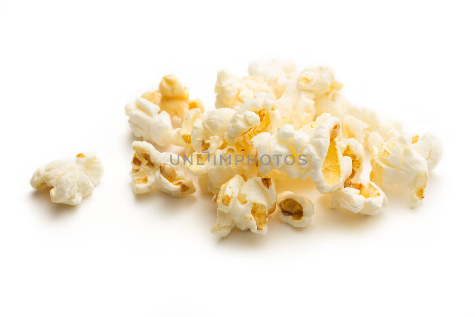 Popcorn on the white background