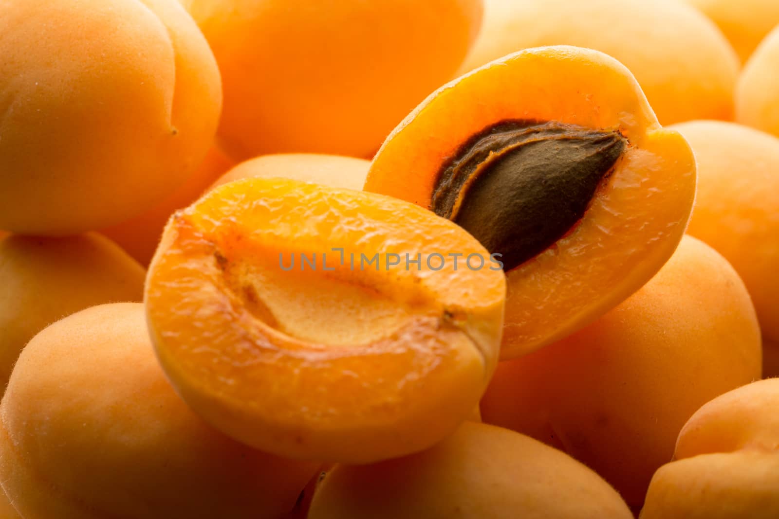 Ripe apricots on white background by Garsya