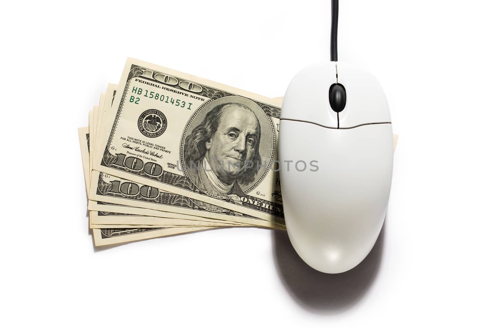 Computer mouse with dollar banknotes by Garsya
