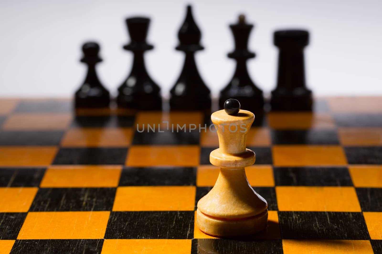 Wooden chessboard with chessmen