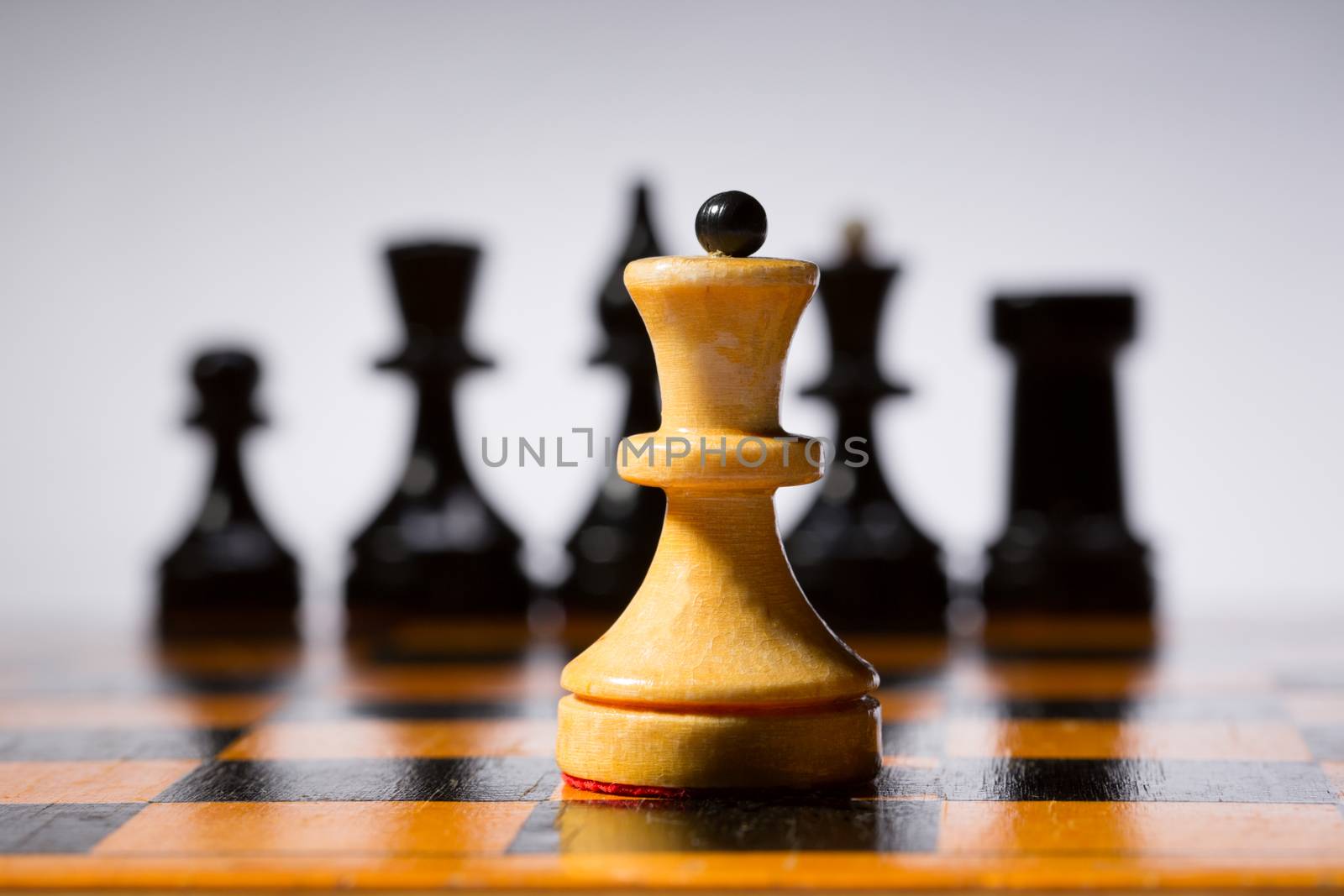 Wooden chessboard with chessmen