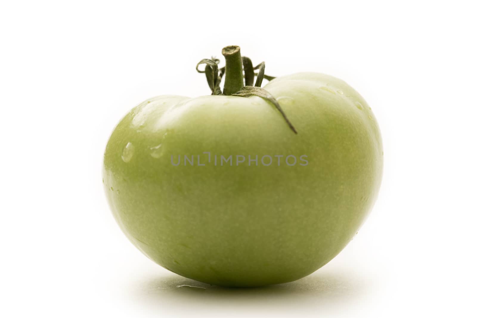 Green tomato on white background 