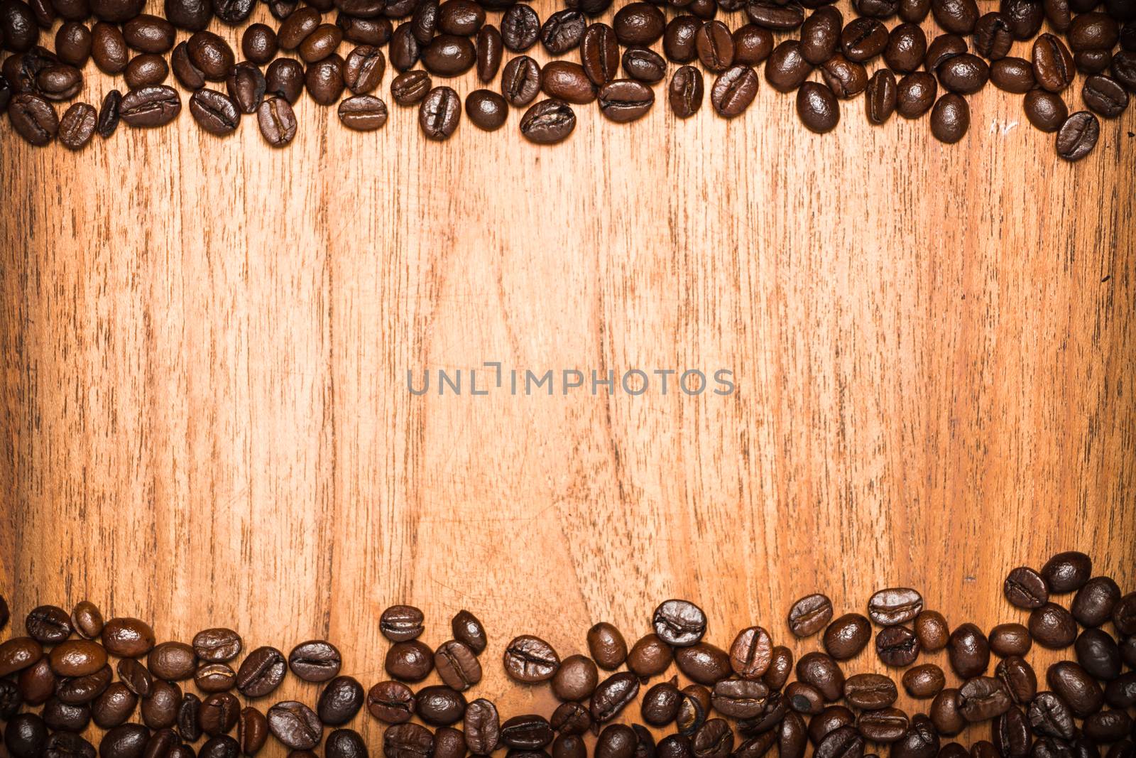 Coffee on teak wooden background, vintage