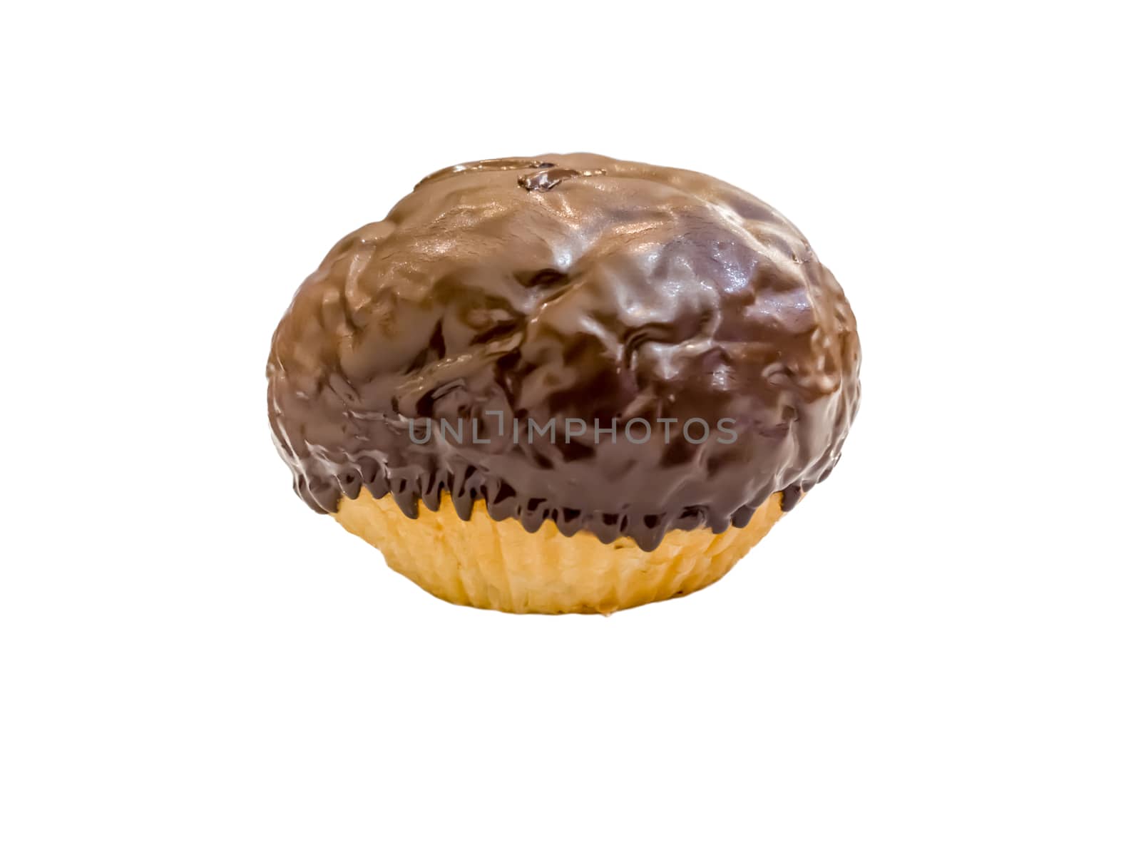 Close up of one large chocolate ball isolated on white background