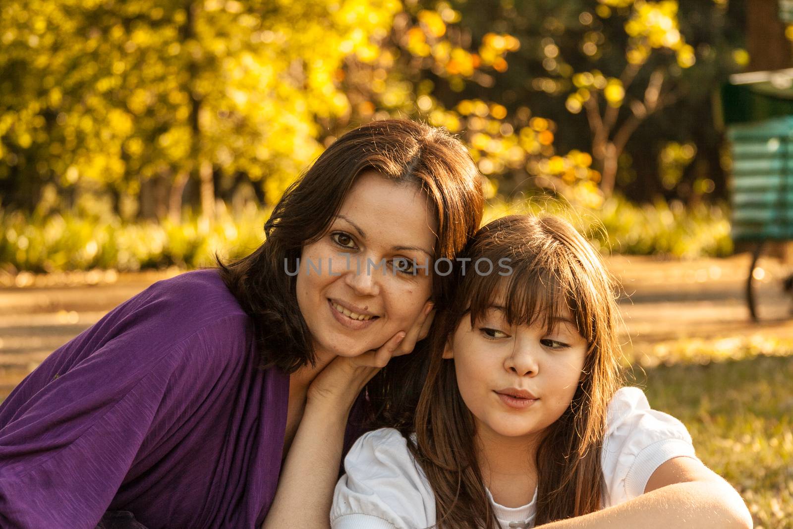 Mother and daughter on vacation in the park