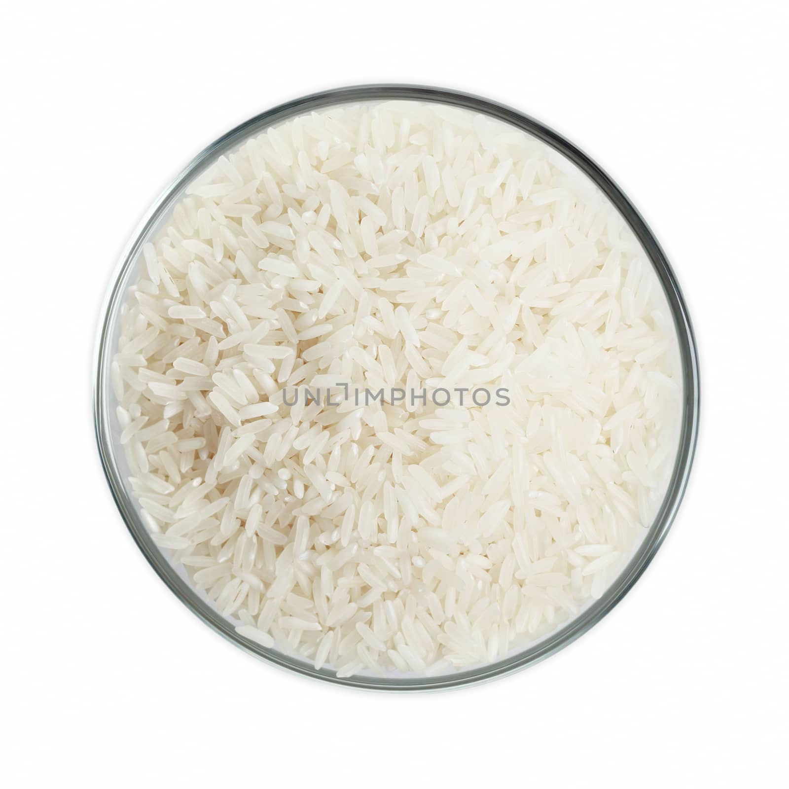 White rice in glass bowl  by marynamyshkovska