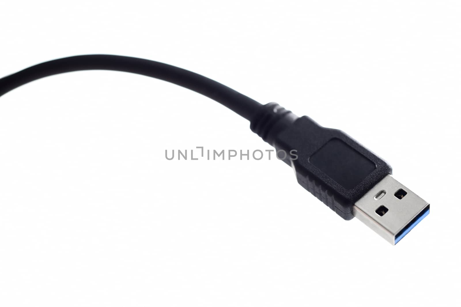 Close-up black USB cable by marynamyshkovska
