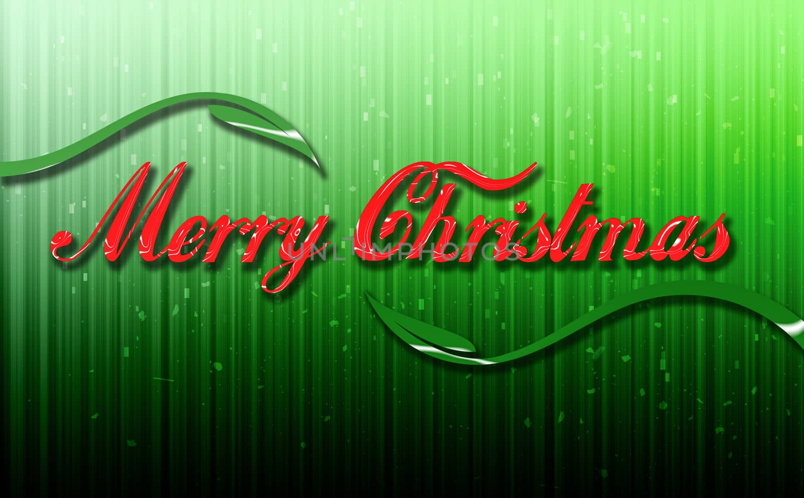 Merry Christmas red font green matrix with leaves