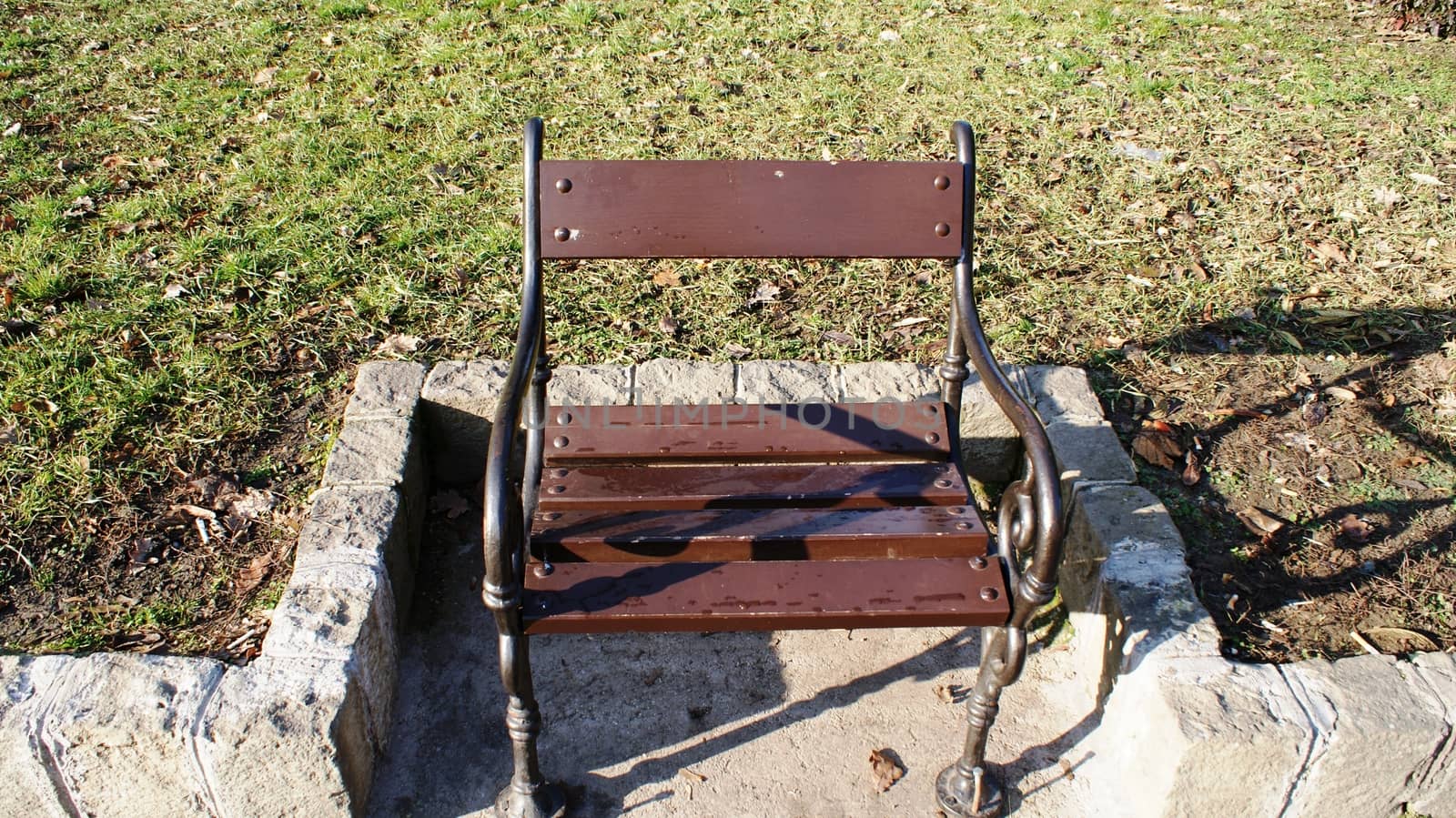 Bench for one person in Budapest, capital of Hungary