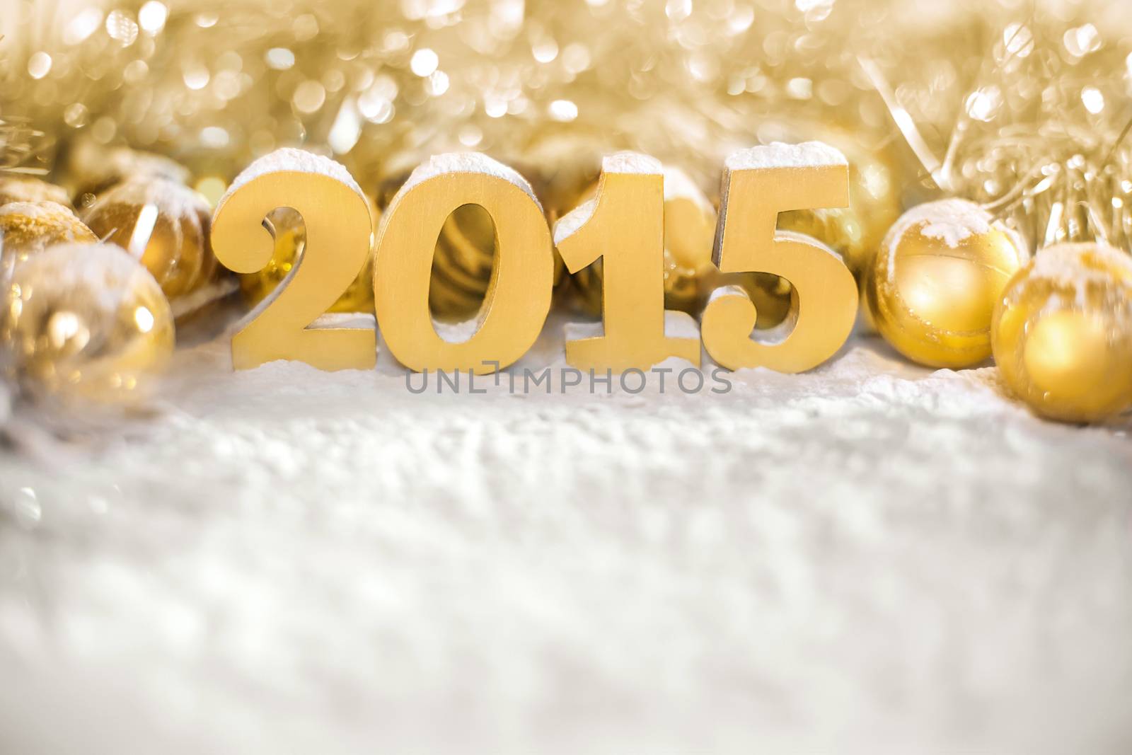 2015 year, golden numbers on the golden background