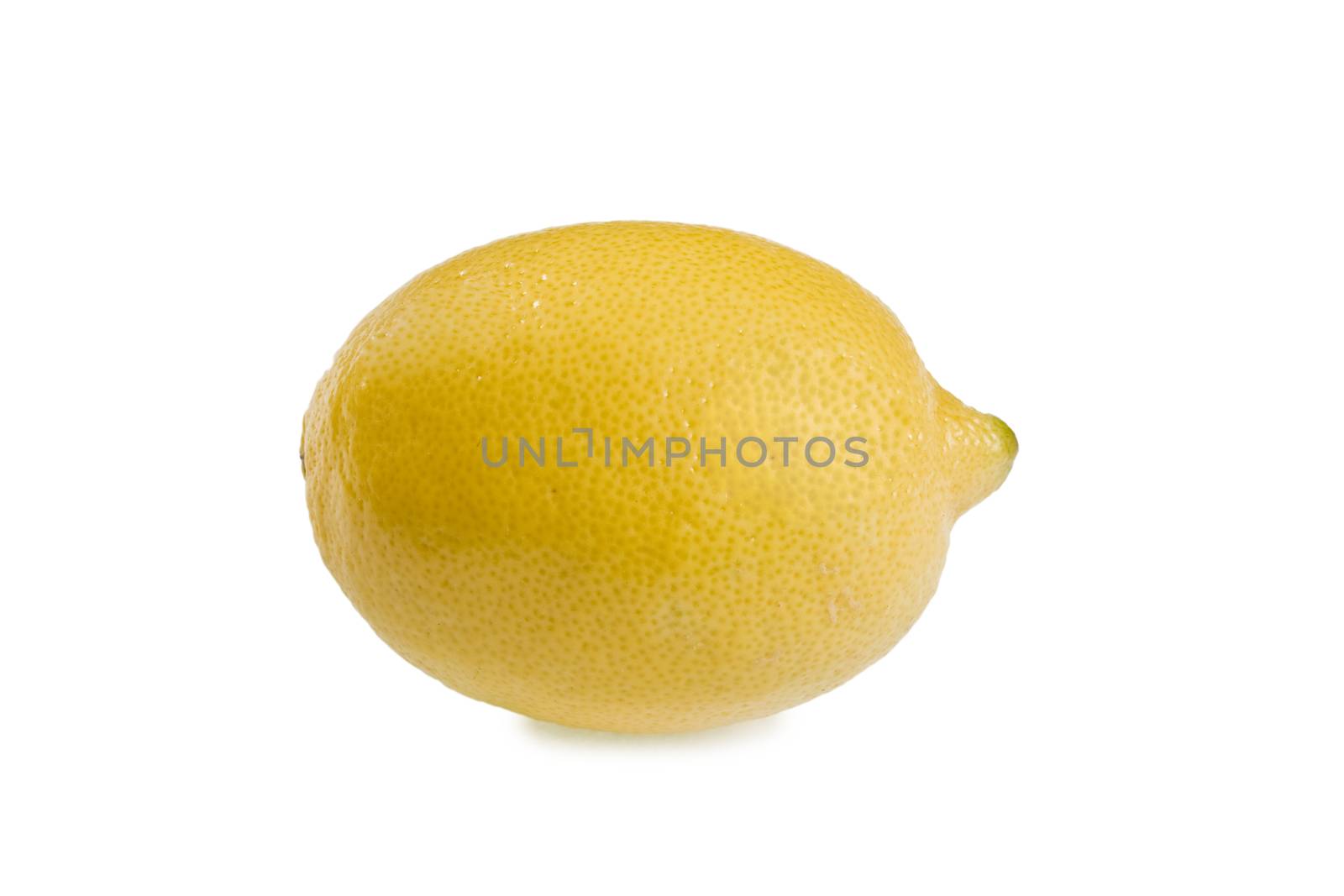 Macro of lemon isolated on white background.
