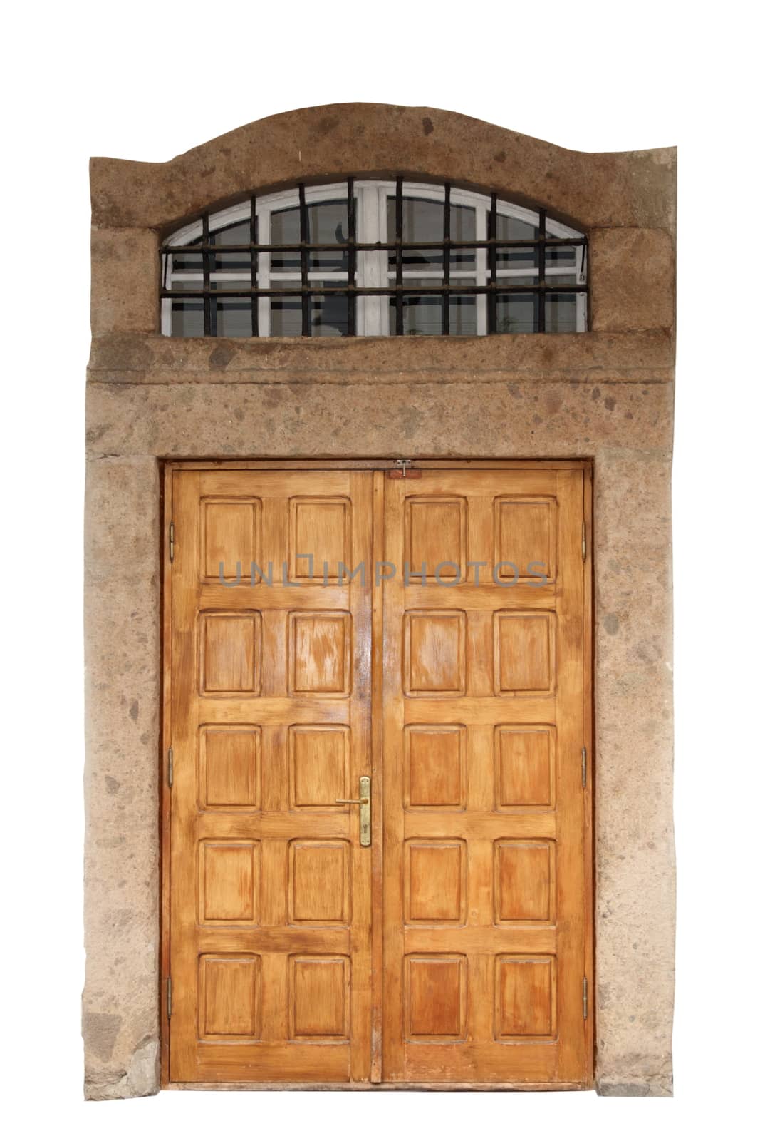 wooden door with stone border by taviphoto