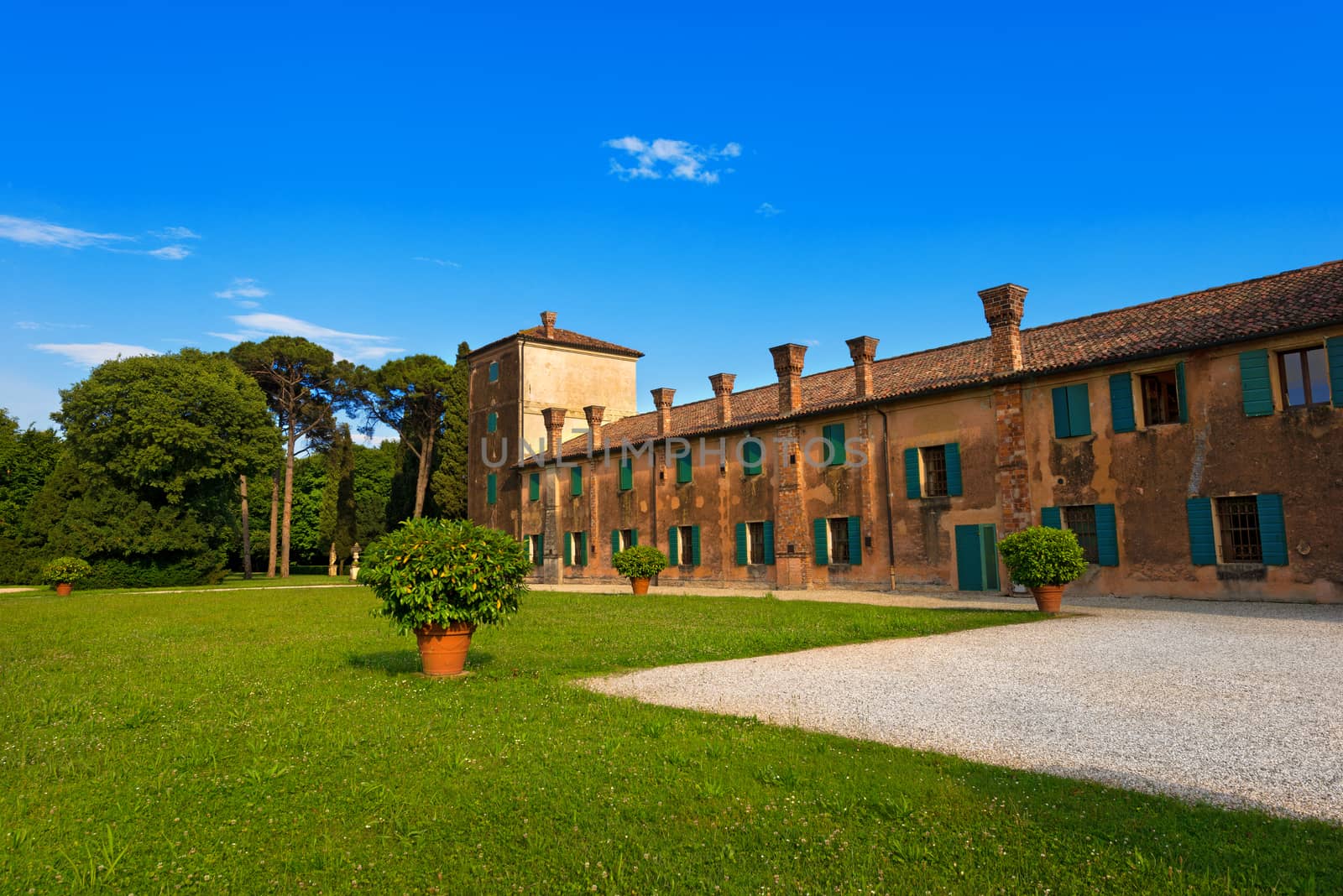Villa Emo (1558) in Fanzolo, Treviso, Veneto, Italy, UNESCO world heritage site. Venetian villa of the famous architect Andrea Palladio. 