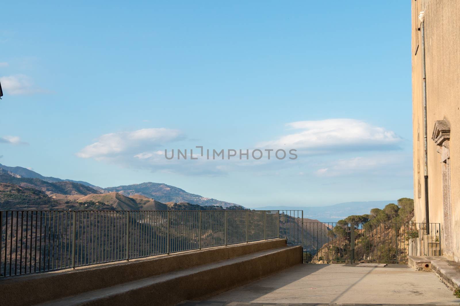 Terrace with mountain landscape in Sicily a