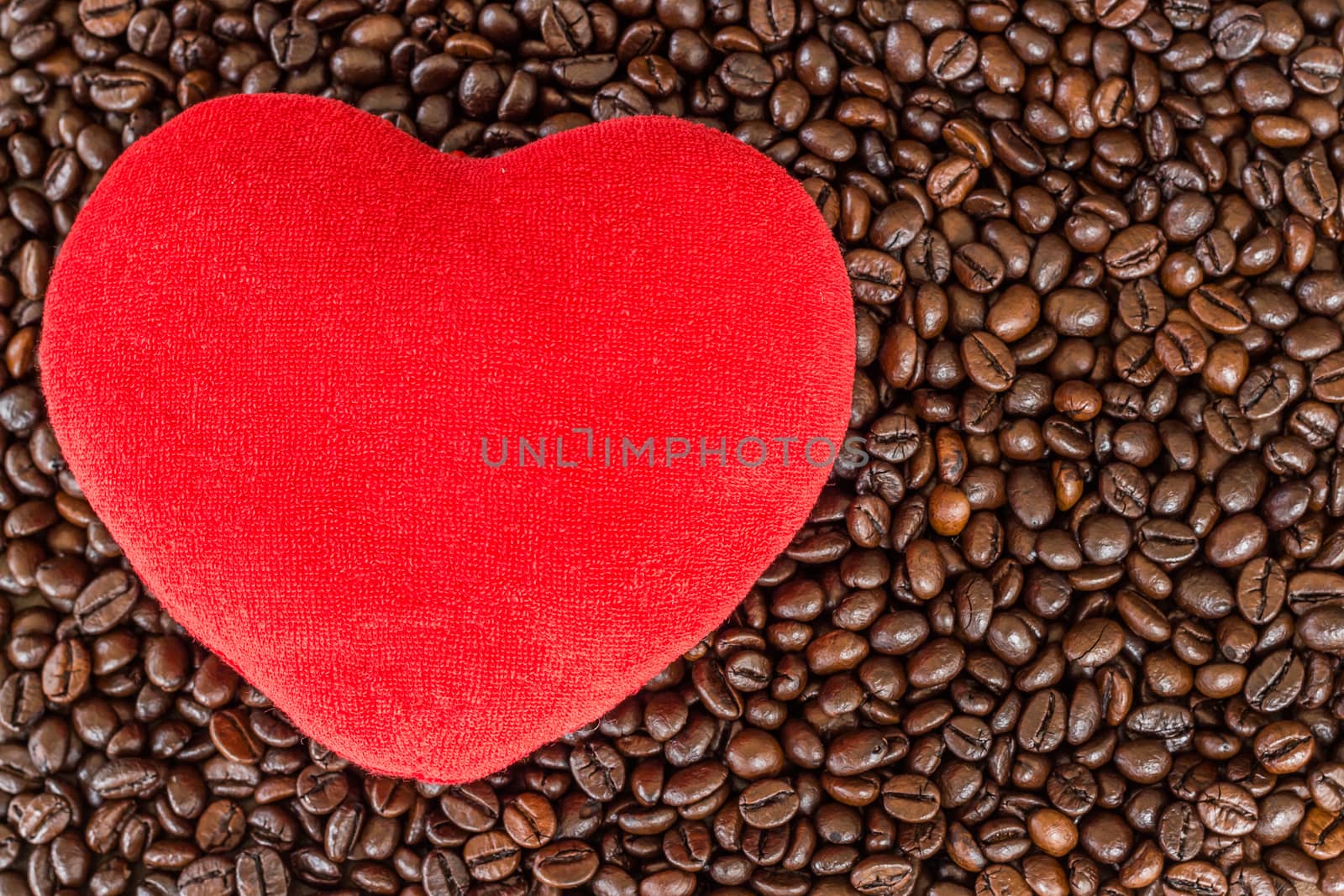 heart love on coffee beans