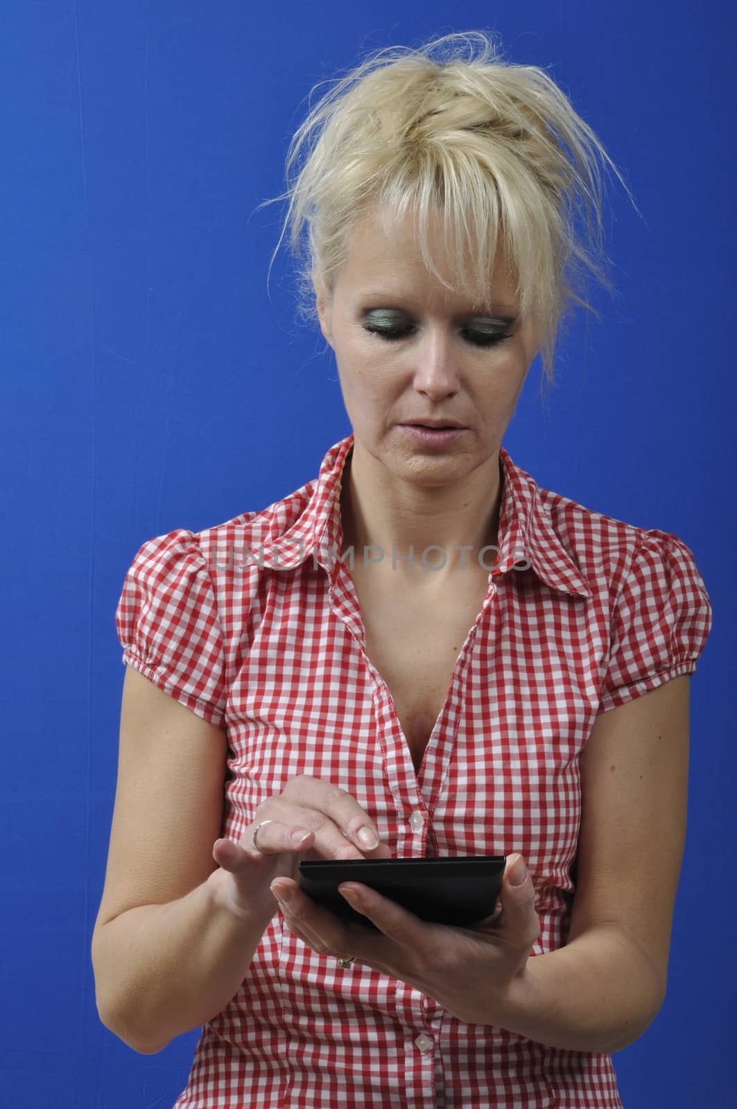  Woman with an e-book reader