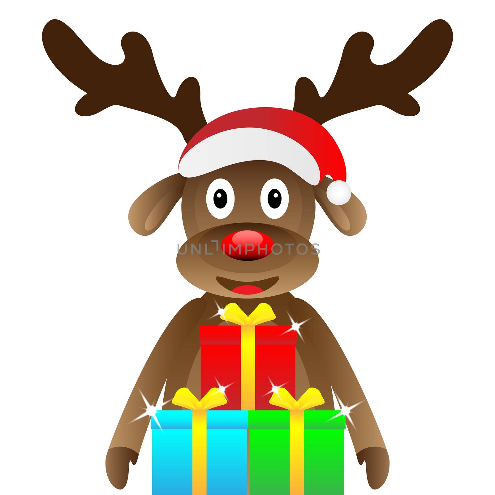 reindeer cute and gift box