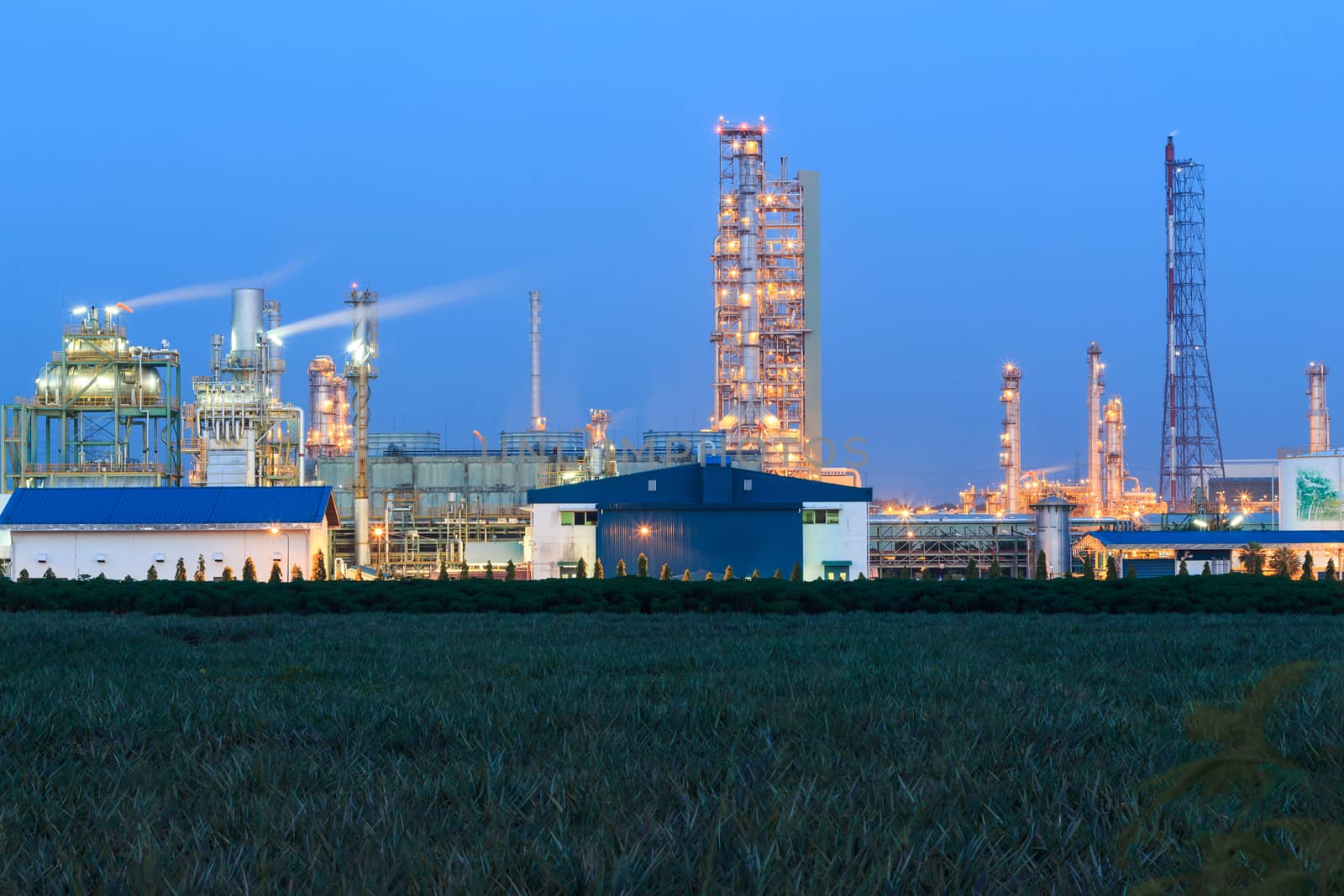 oil refinery on twilight