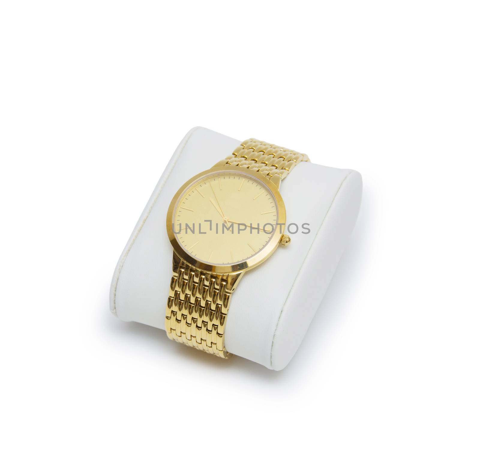 golden modern wrist watch isolated