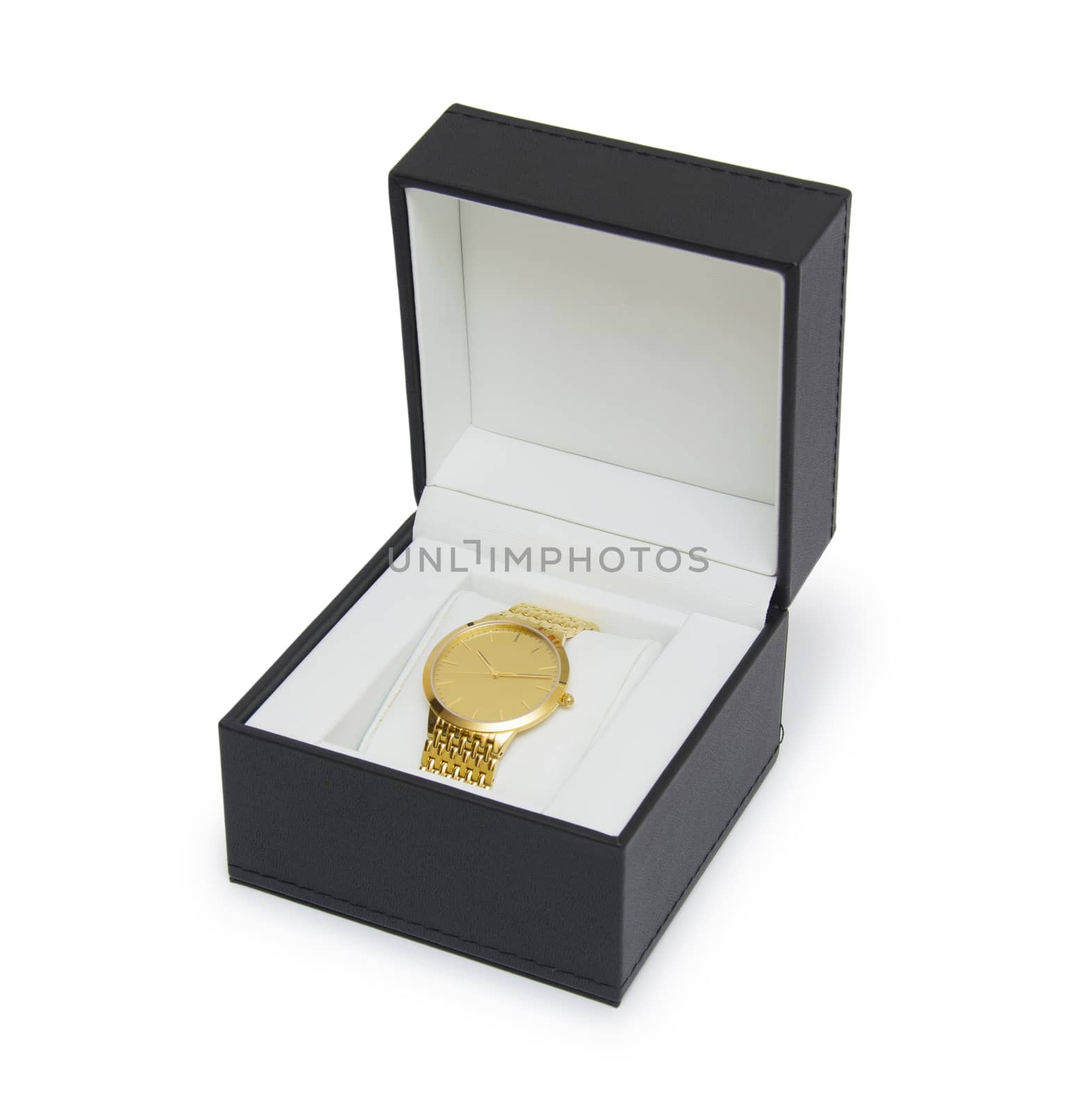 luxury man clock in gift box against white background by cocoo