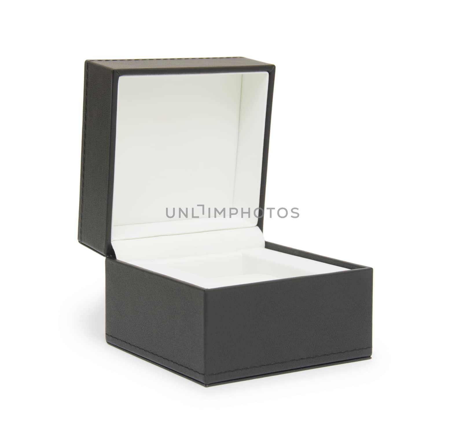 Open black gift box isolated on white by cocoo