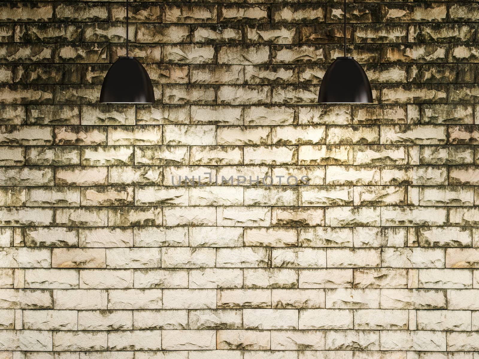 old wall and lamp interior design, 3d rendering
