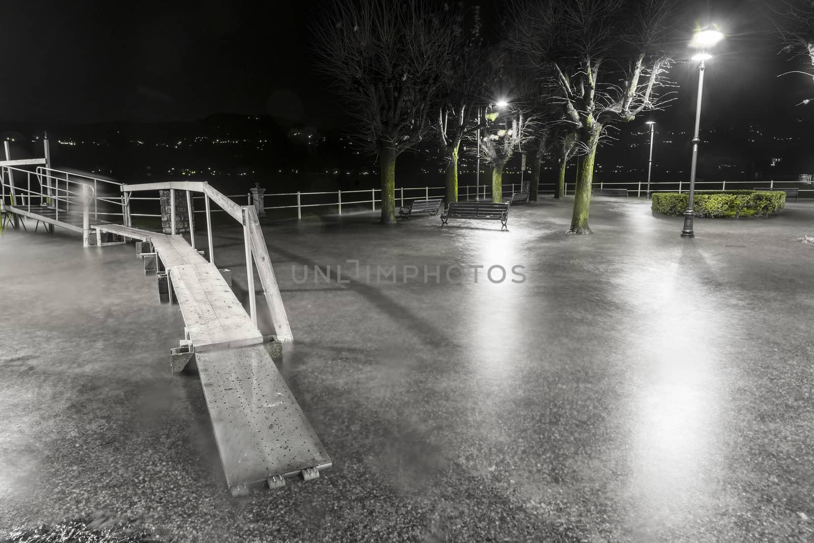 Maggiore Lake overflow in Angera, autumn season Varese - Lombardy