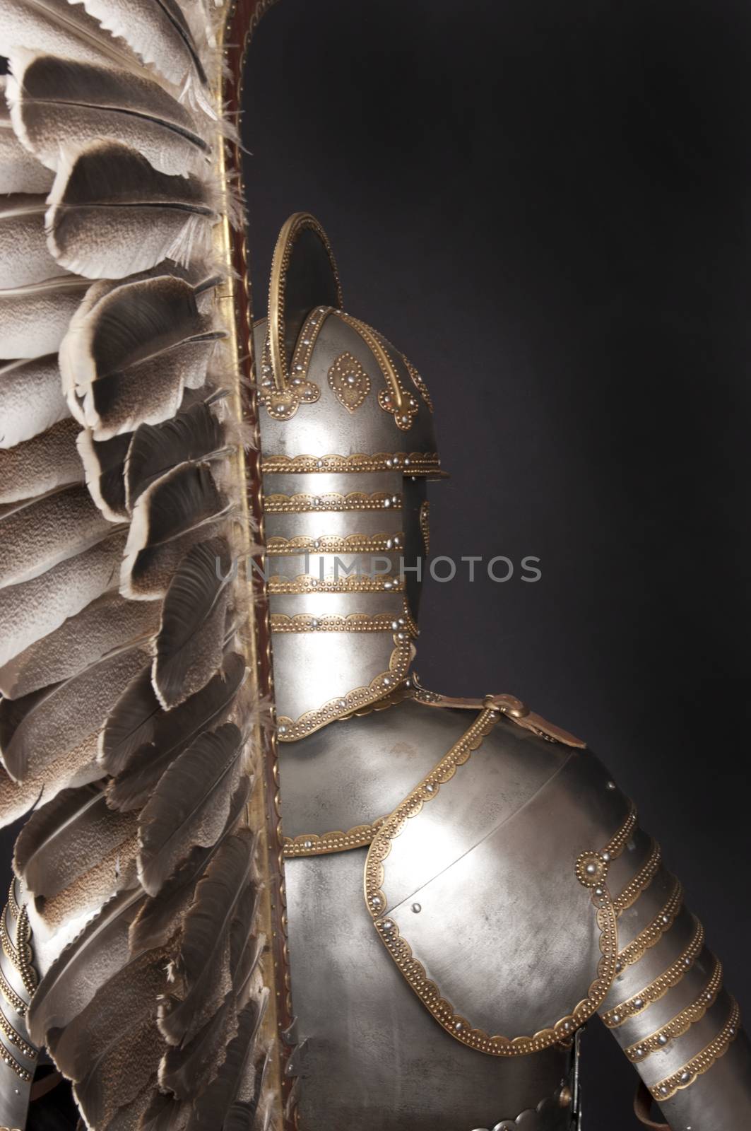 Armour of the medieval knight. Metal protection of the soldier against the weapon of the opponent