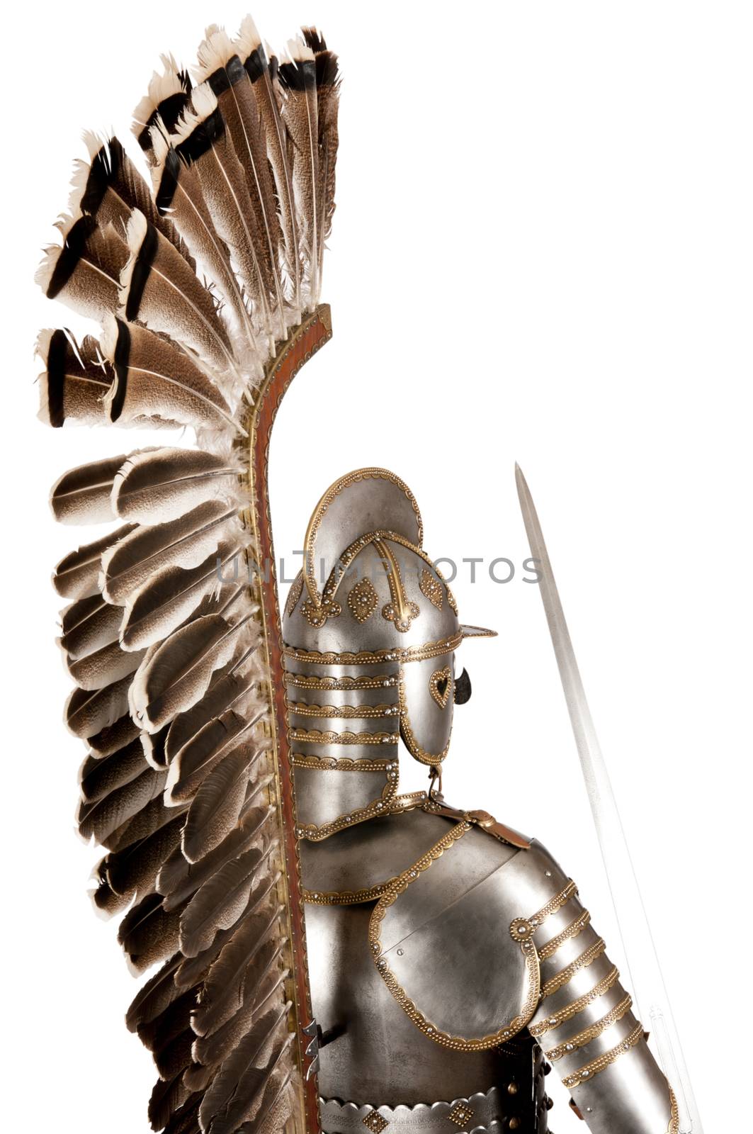 Armour of the medieval knight. Metal protection of the soldier against the weapon of the opponent