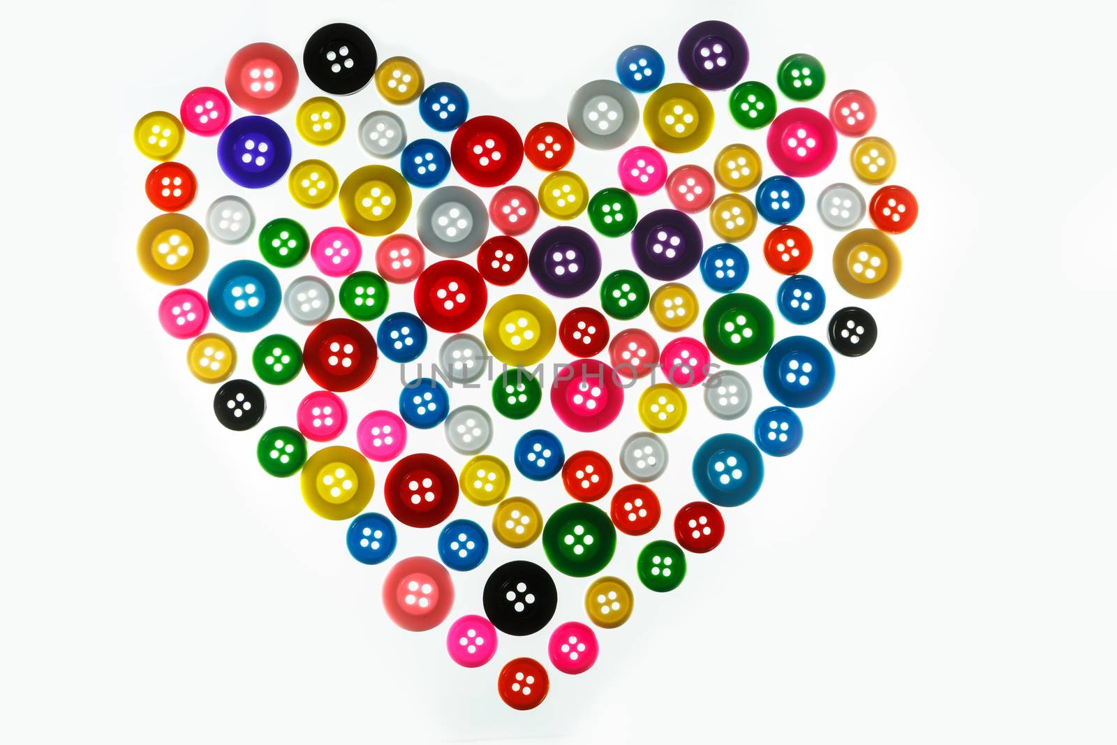 heart Valentines day with colorful of button white isolated by blackzheep