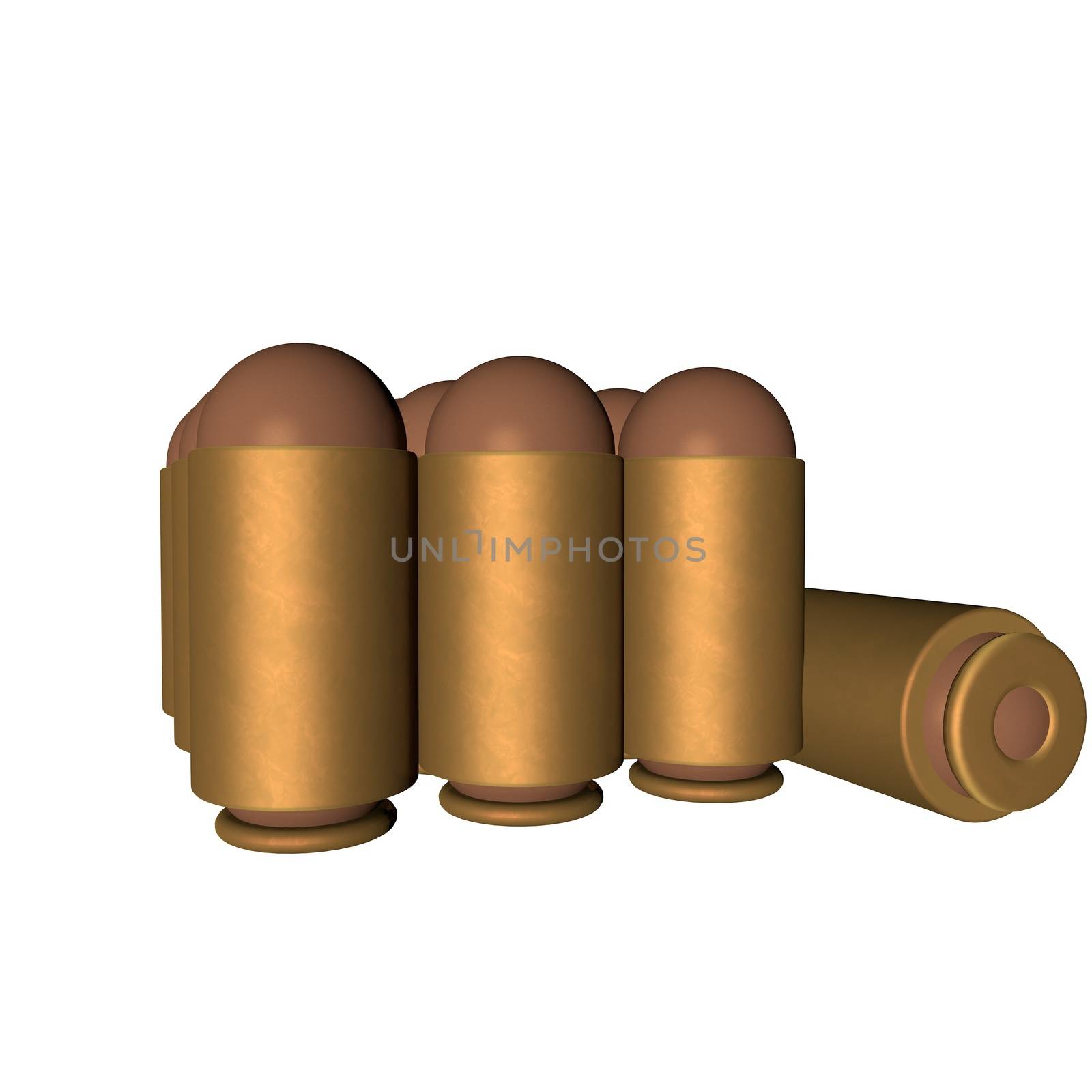 Bullets isolated over white background, 3d render