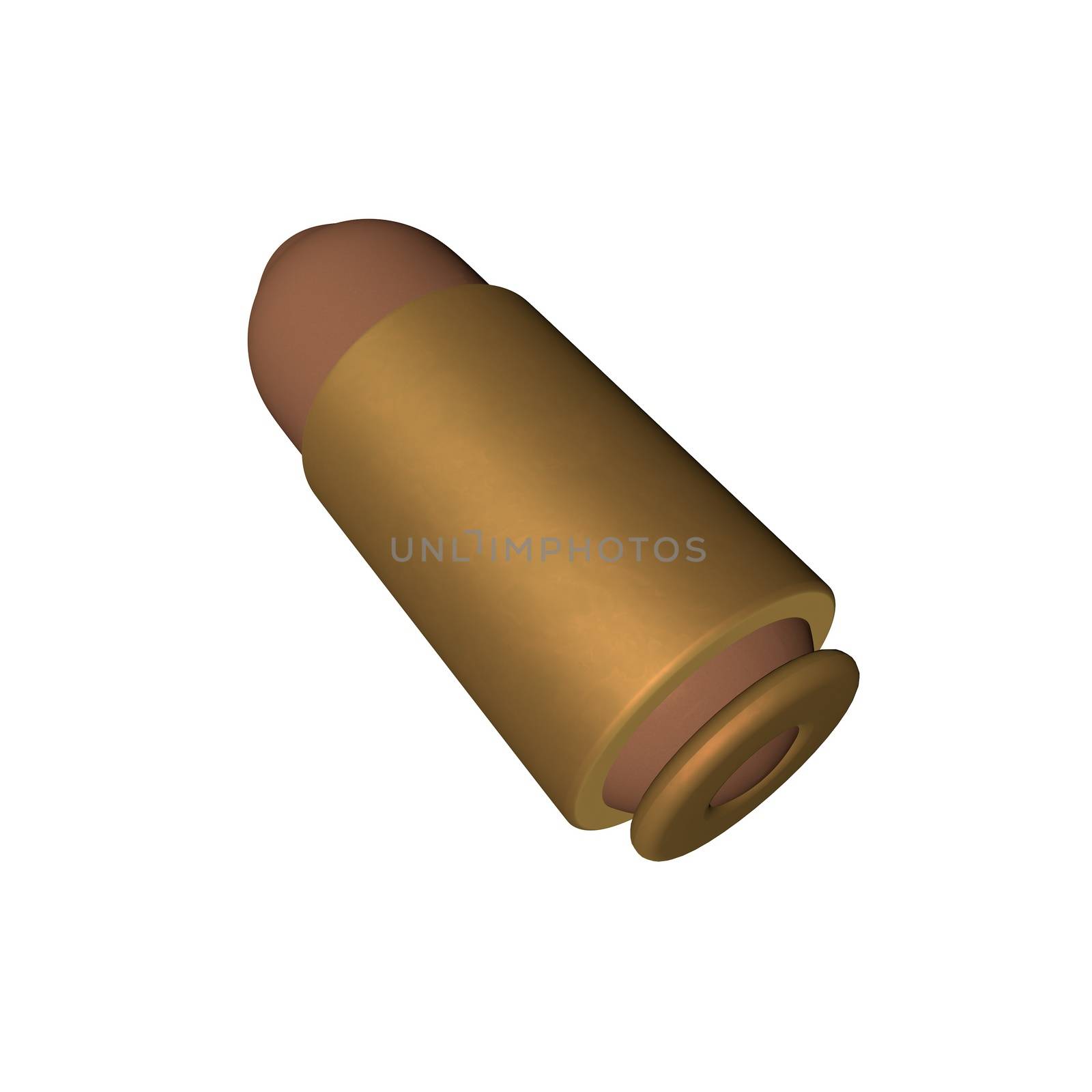 Bullet isolated over white background, 3d render