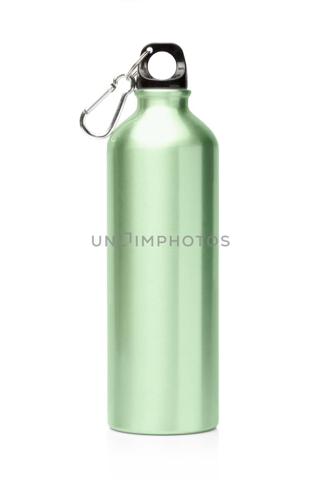 Aluminum bottle water isolated white background