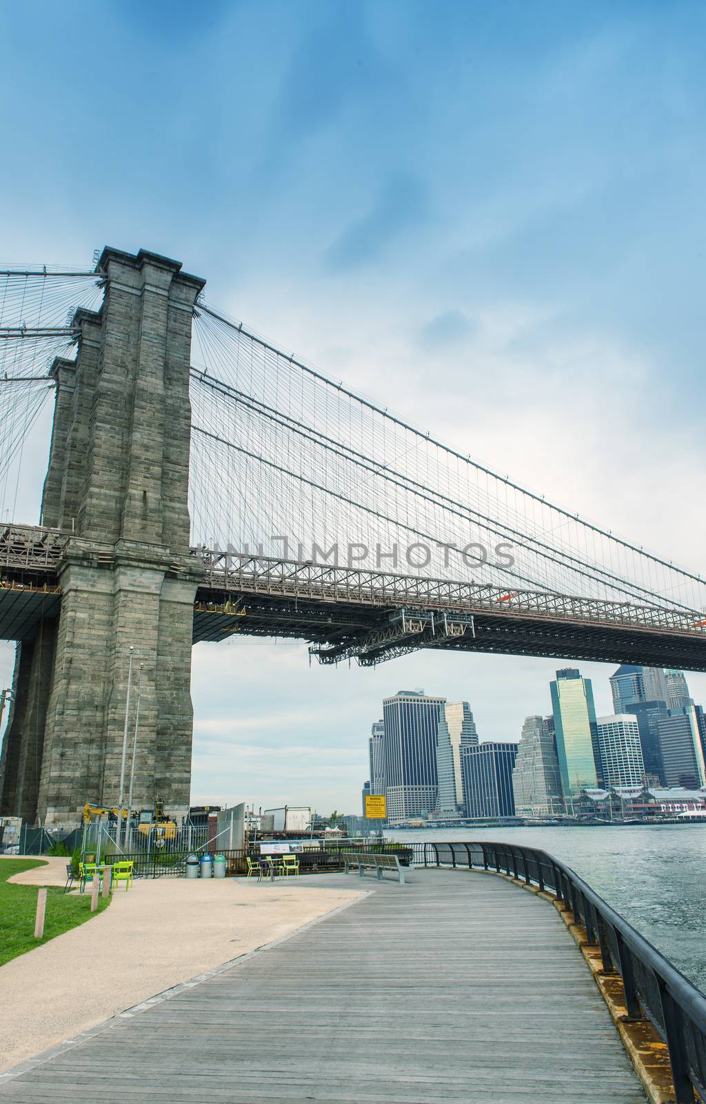 Beautiful view of Brooklyn Bridge and Manhattan skyline from Bro by jovannig