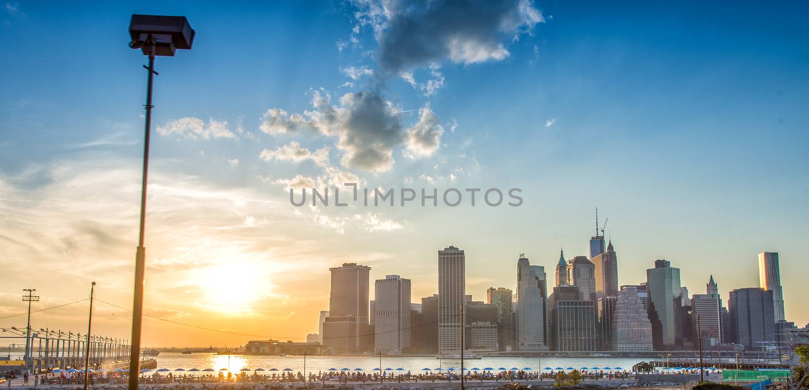 Manhattan skyline with East River - New York.