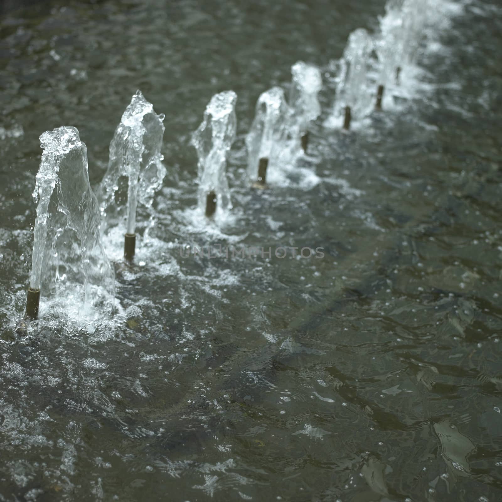 row of small fountain jets