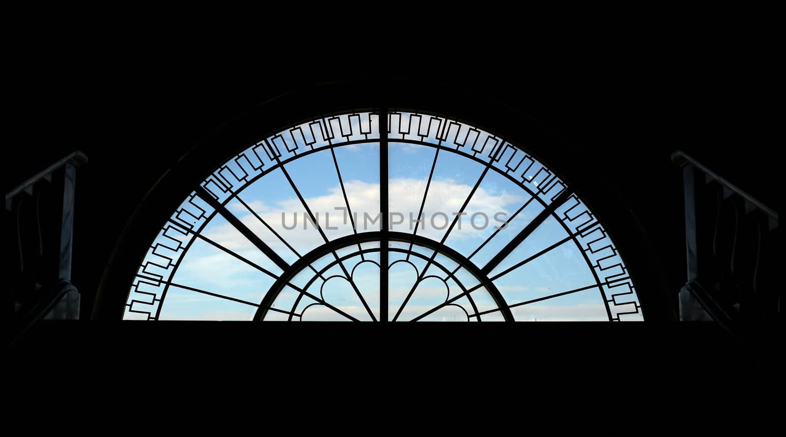 large old semicircular window backlit abstract background