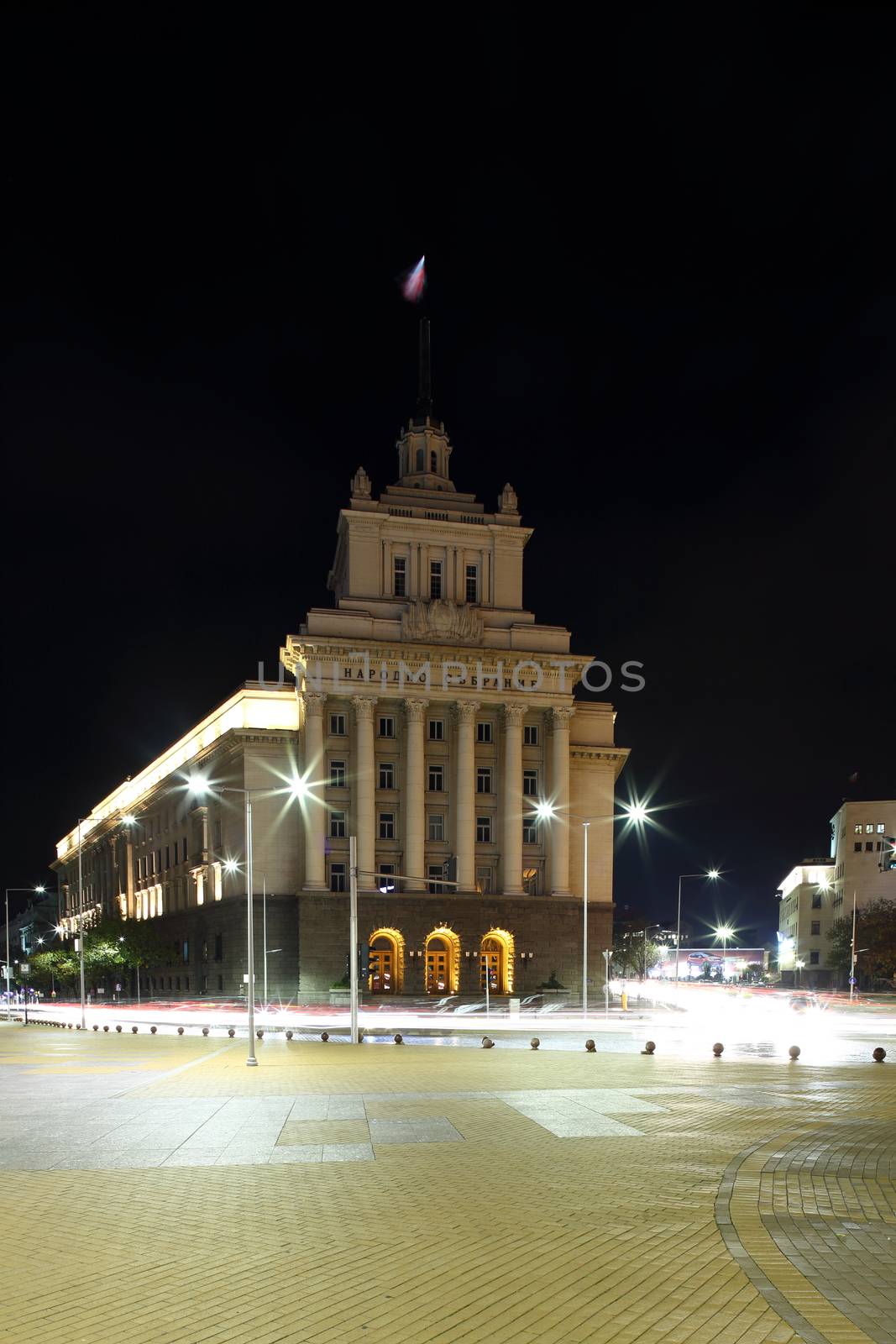 Office house of the National Assembly of Bulgaria by night