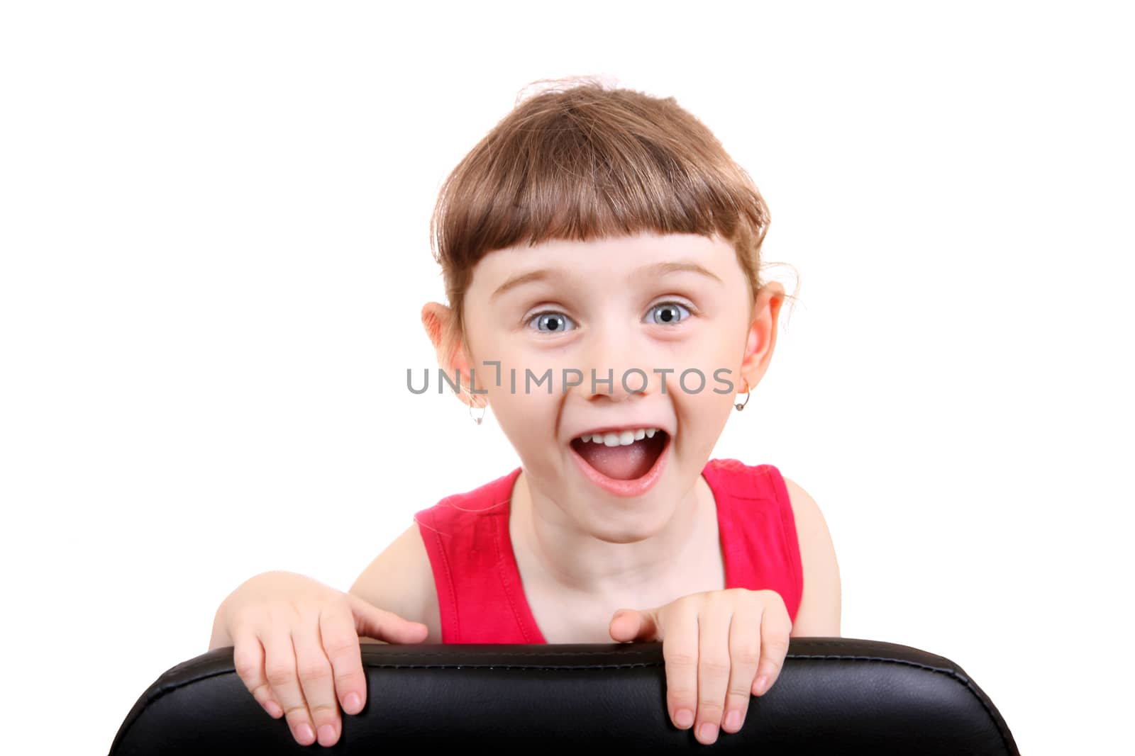 Joyful Little Girl Isolated on the White Background