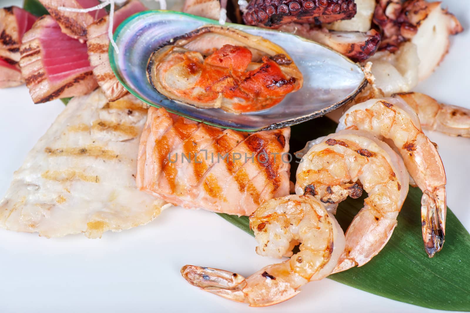 Assortment of seafood mix dish