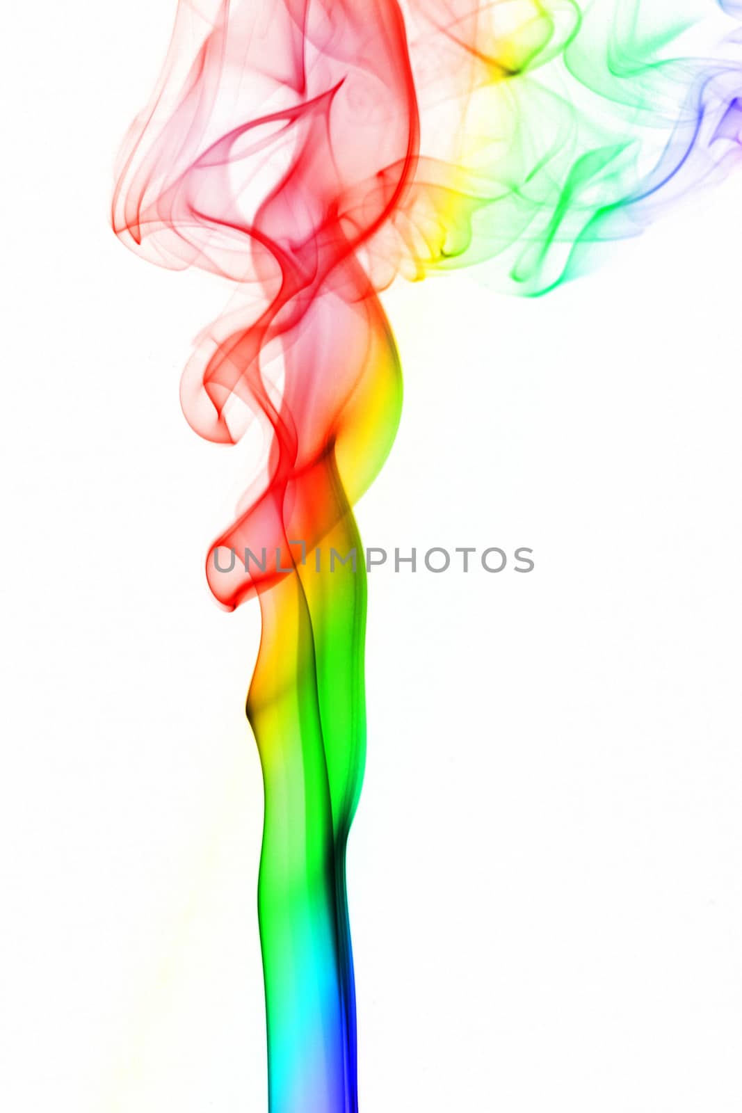 rainbow colorful smoke on white background