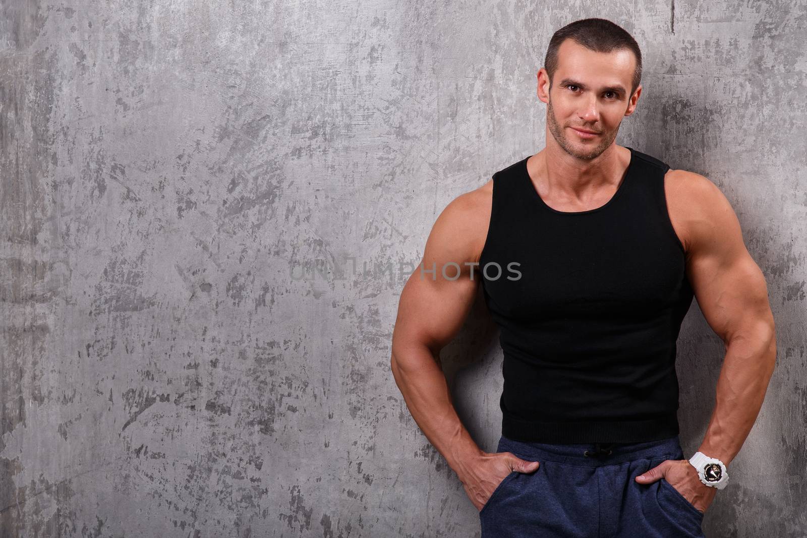 Fitness. Handsome man with perfect body