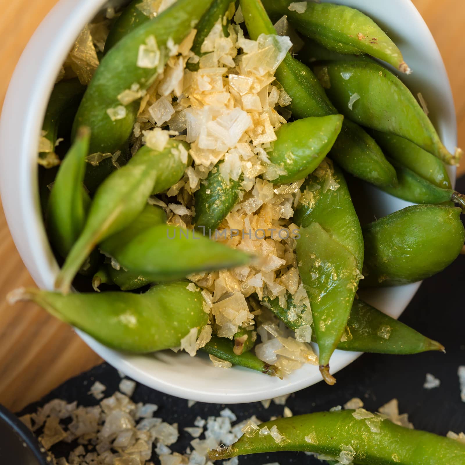Green string beans chinese dish with spices by sarymsakov