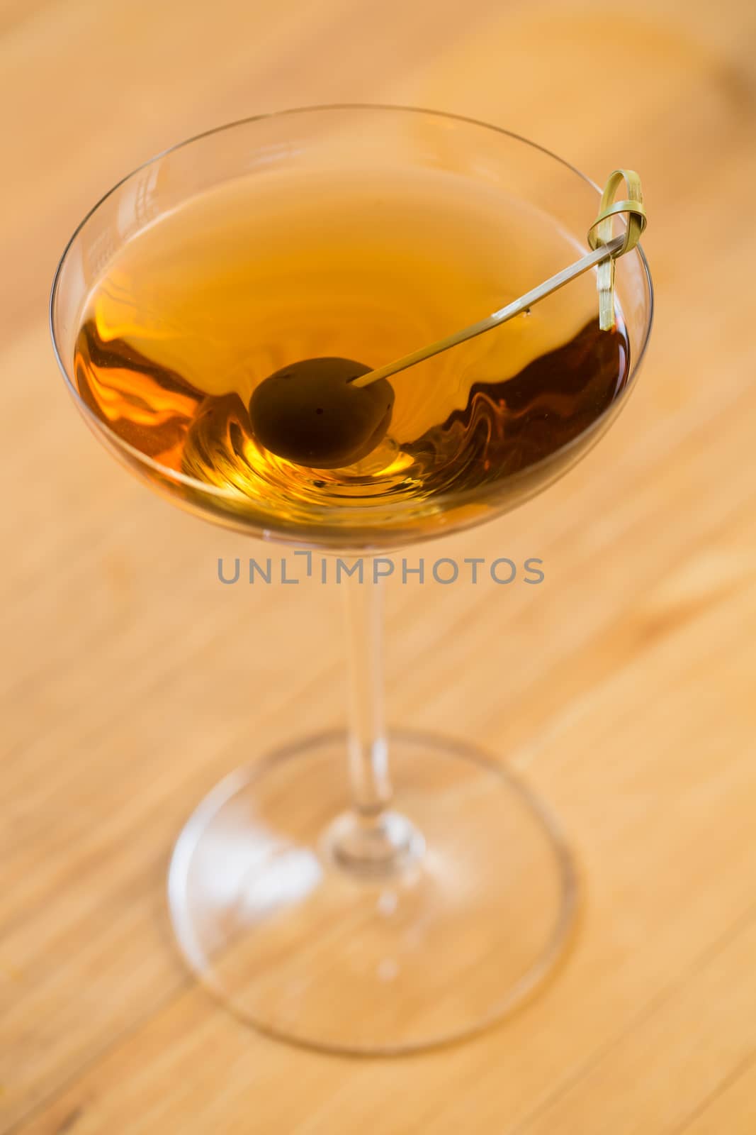 The coctail on wooden table. selective focus