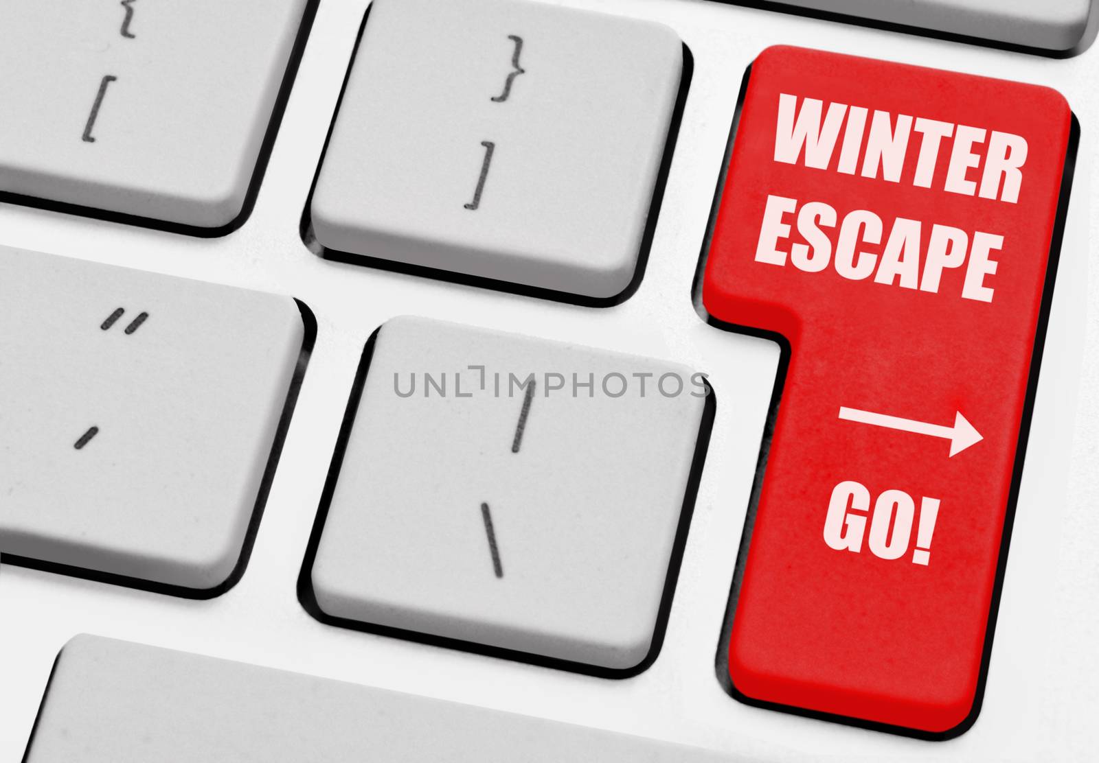 Winter escape printed on a computer return key