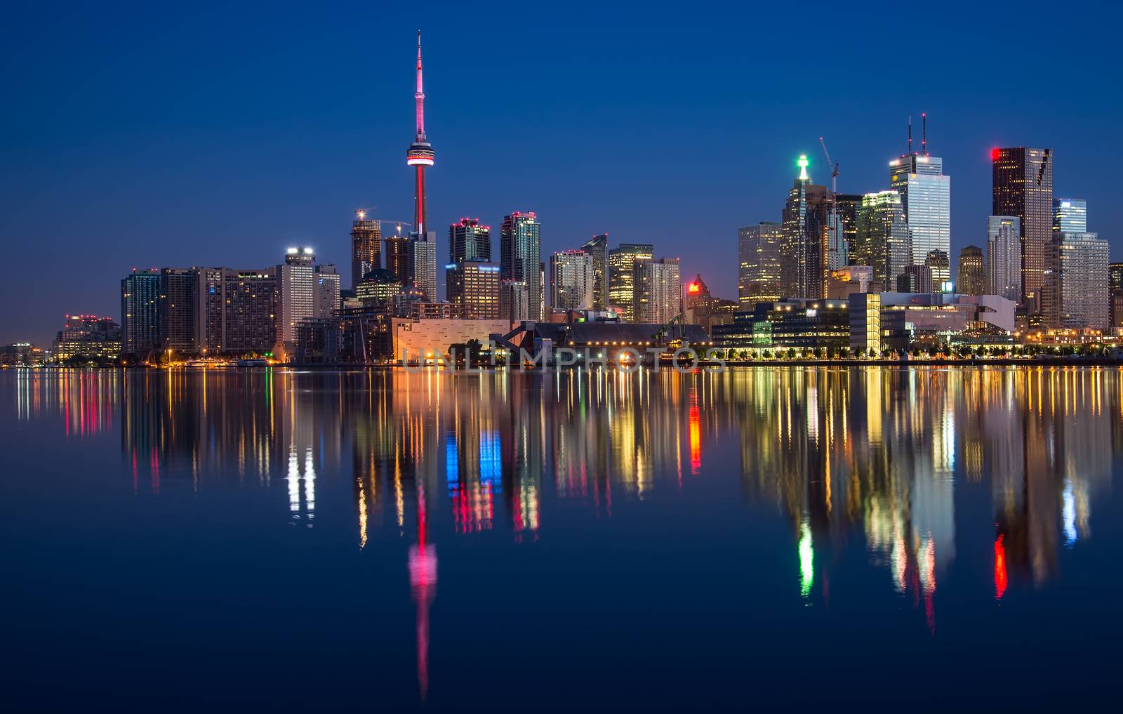 Reflection of Toronto City Skyline in Lake