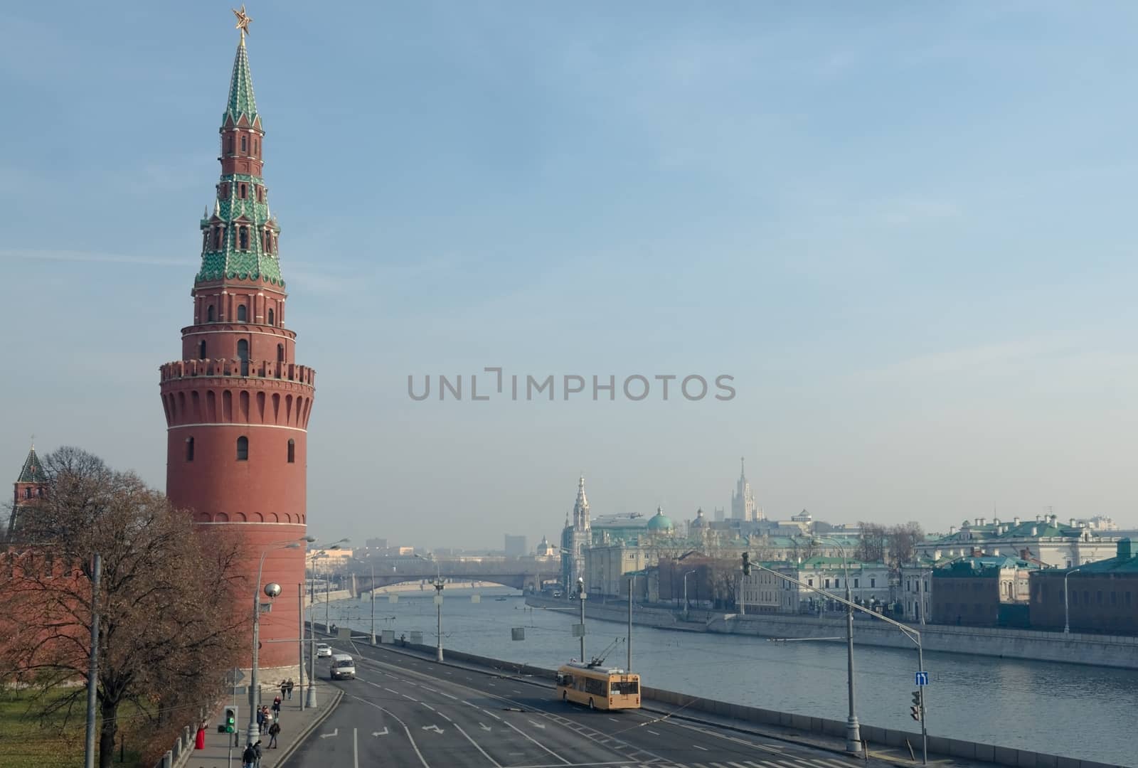 View of the Water Tower of the Moscow Kremlin and the Kremlin Embankment